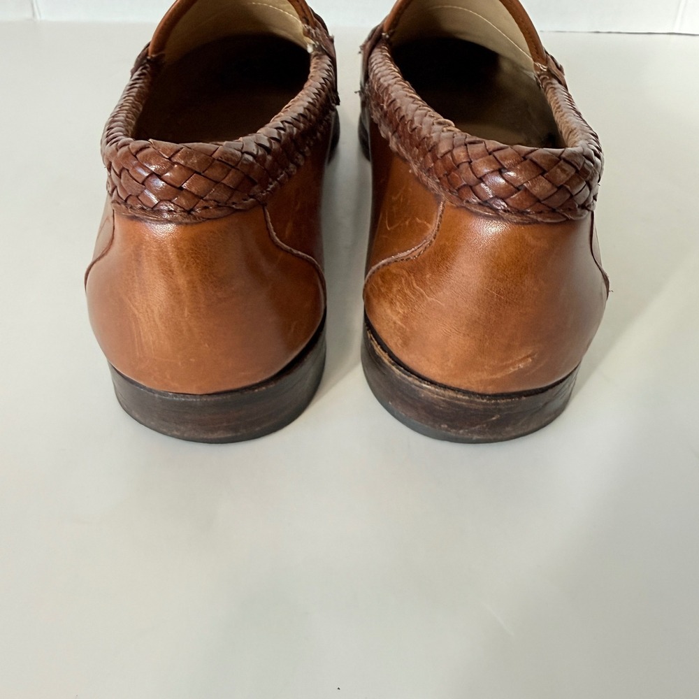 Allen Edmonds Mens Newcomb Brown Leather Braided Penny Loafers 45480 USA 9.5D - Picture 6 of 8